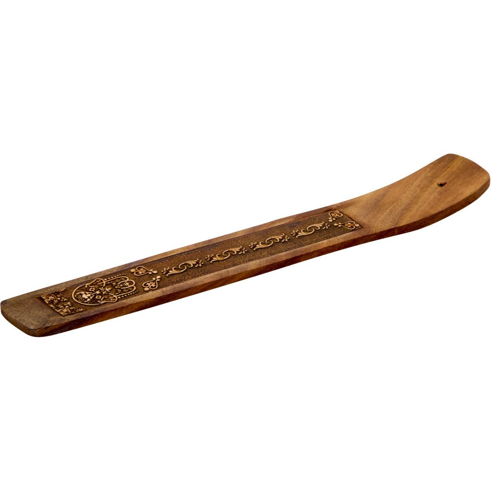 10" Laser-etched Fatima Hand Wood Incense Holder