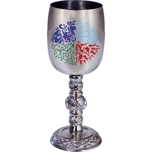 Chalice Goblet Ritual Cup Stainless Steel Celtic Stem & 4 Elements