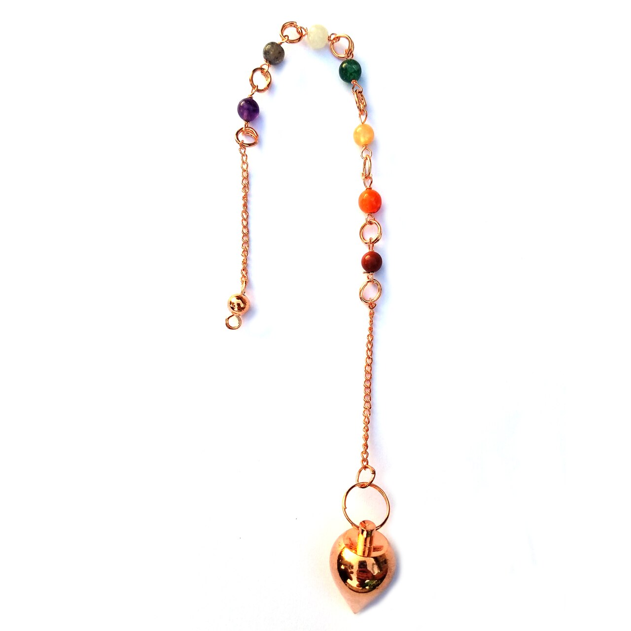 Chakra Copper Pendulum #2 with Sphere Bob for Divination, Scrying, Dowsing & Fortune Telling
