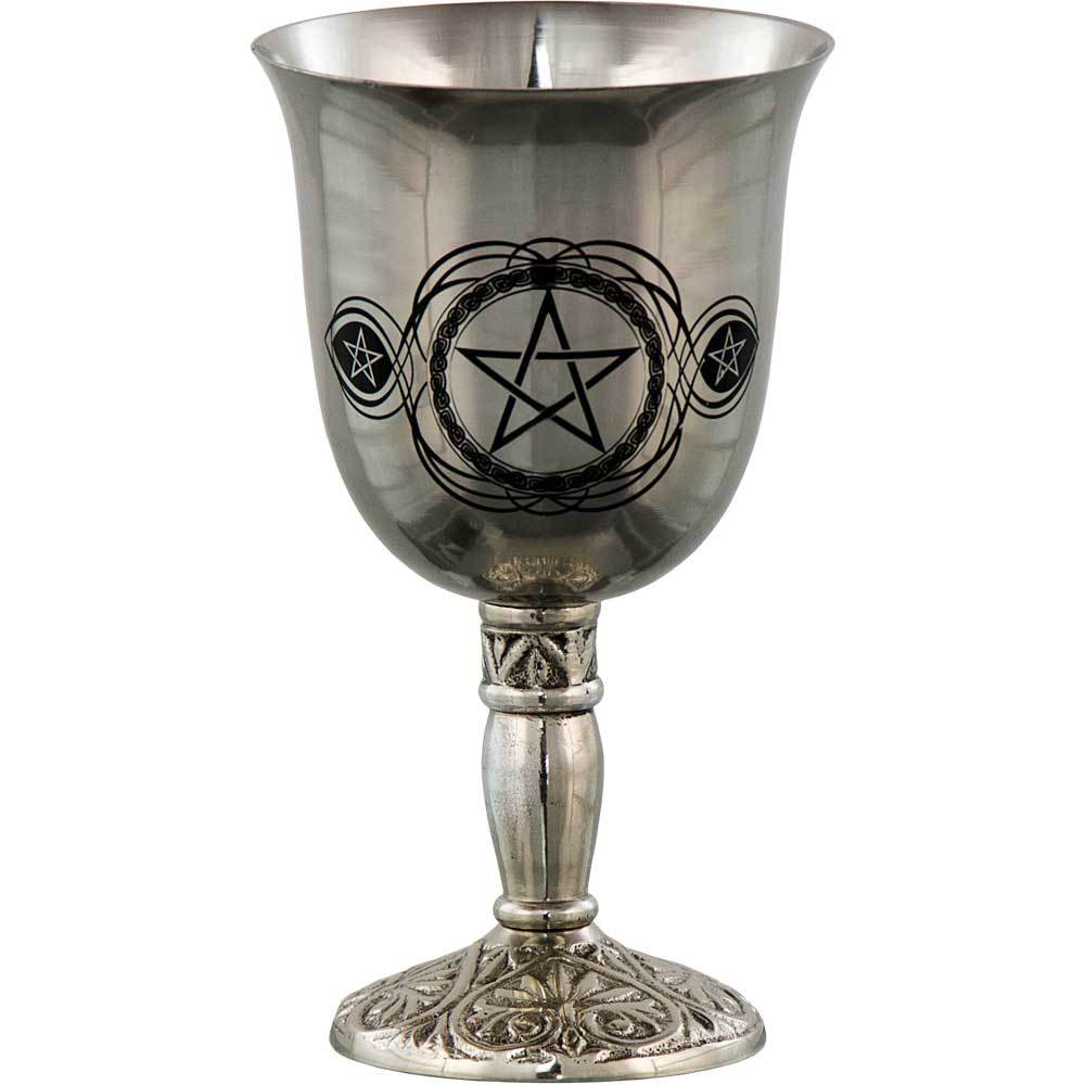 Chalice Goblet Ritual Cup Stainless Steel Celtic Stem & Pentacle