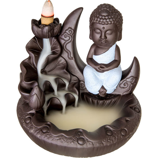 Buddha on Moon Ceramic Backflow Incense Burner