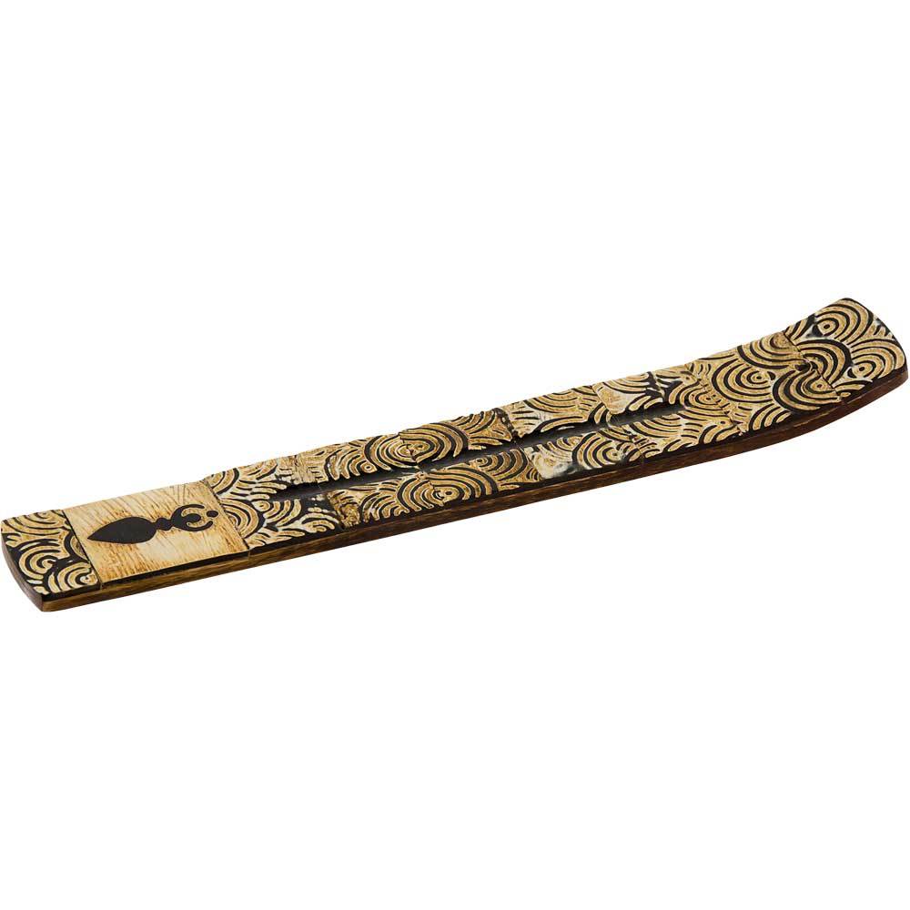 10" Horn & Wood Goddess Incense Holder for Stick Incense
