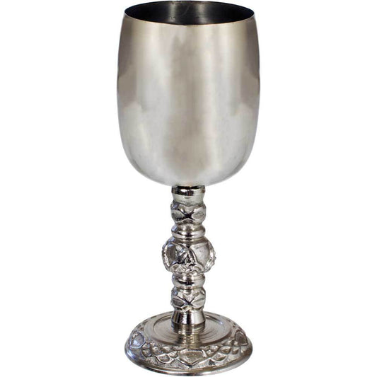 Chalice Ritual Goblet Stainless Steel Celtic Stem & Plain Cup