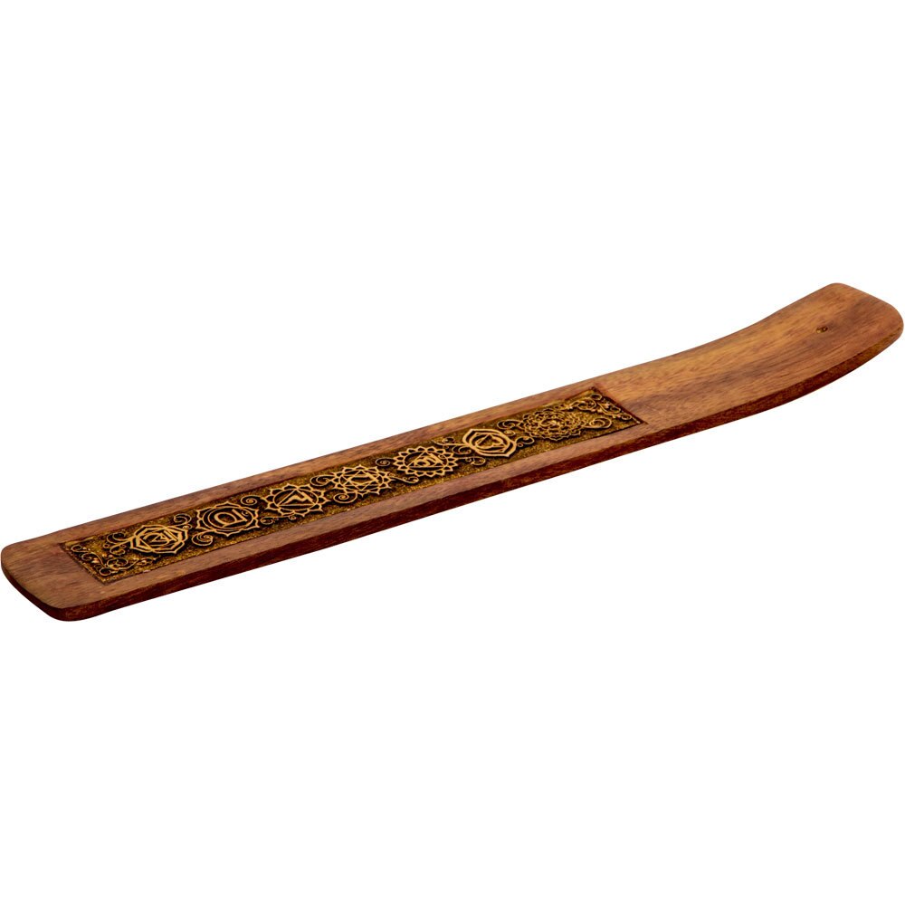 10" Laser-etched 7 Chakra Wood Incense Holder